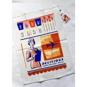 NWT Art Bird Vintage Inspired Retro Air Travel Ad Kitchen Tea Towel